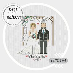 a cross stitch pattern for a bride and groom