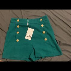 Brand New Shorts From Cien In A Hunter Green With Gold Button Accents. There’s A Zipper On The Side. High Waisted Shorts. Trendy Green Bottoms With Buttons, Chic Green Bottoms With Button Closure, Chic Green Bottoms With Buttons, Green Button-up Bottoms, Green Summer Bottoms With Buttons, Trendy Green Button-up Bottoms, Green Button-up Summer Bottoms, Summer Short Pants With Buttons, Trendy Buttoned Shorts