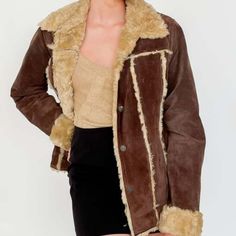 Vintage Maxima Wilson's Leather Brown Suede Fur Lined Penny Lane Jacket Size Xlarge Brown Suede Leather Tan Fur Lining Front Pockets Button Front Cuffed Sleeves 70s Style Vintage 23" Bust 27" Length 17" Shoulder Width 28" Sleeve Length When Uncuffed 100% Leather Lining 100% Polyester Filler 100% Acrylic Professional Leather Cleaner Brown Leather Jacket With Faux Fur Lining For Work, Brown Leather Jacket With Faux Fur Trim, Fitted Brown Leather Jacket With Faux Fur Trim, Leather Cleaner, Penny Lane, 70s Style, 70s Fashion, Cuff Sleeves, Brown Suede