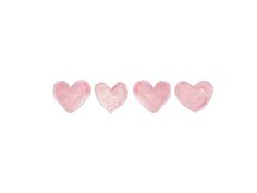 three pink hearts are shown in the shape of four different shapes on a white background