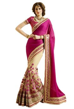 ✅GENERAL: Saree Length : 5.5 Meters  Type : Designer Embellished Half And Half Saree Blouse Length : 0.80 Meters ✅PINK BEIGE SAREE DETAILS: Saree Fabric : Soft Silk + Net Work: Floral Mirror Lace Border Work  Saree Color : Pink, Beige Blouse: Dupion Silk Unstitched Blouse Blouse Color : Pink ✅Wash Care : Dry Clean Only ✅Custom Stitching: Not Available ✅ Perfect Gift : For your loved ones that stays with them forever and reflects one's style and personality. ✅Disclaimer : Actual Product Designs, Fitted Embellished Embroidered Fabric For Eid, Embellished Fitted Embroidered Fabric For Eid, Party Wear Embroidered Traditional Wear For Diwali, Embroidered Traditional Wear For Diwali Party, Embroidered Party Wear Traditional Outfit For Diwali, Embroidered Traditional Party Wear For Diwali, Fitted Multicolor Embellished Traditional Wear, Fitted Embellished Multicolor Traditional Wear, Embellished Embroidered Fabric For Wedding