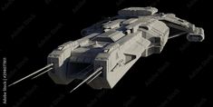 Science fiction illustration of a spaceship carrier vessel, isolated on black in front angled view, 3d digitally rendered illustration by Algol Designs on Adobe Stock Spaceship Carrier, Asymmetrical Spaceship, Inside Spaceship Illustration, Spaceship Cross Section