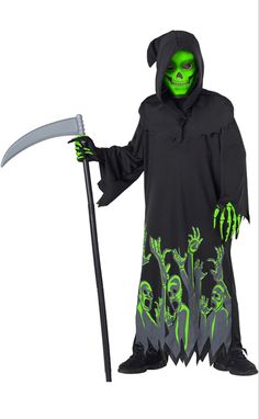 - Glow In The Dark Grim Reaper Costume Kids, Halloween Costume for Boys Scary Phantom Costume, Boys Grim Reaper Costume Grim Reaper Costume Kids, Grim Reaper Halloween Costume, Scary Kids Costumes, Grim Reaper Costume, Dark Costumes, Grim Reaper Halloween, Reaper Costume, Trick Or Treat Costume, Scary Halloween Costume