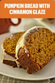 This moist Pumpkin Bread Recipe is covered with a sweet cinnamon glaze.  With its perfect blend of spice it will get you into the fall spirit. Pumpkin Bread With Cinnamon Glaze, Pumpkin Bread Recipe With Icing, Pumpkin Spice Cinnamon Bread, Glaze For Pumpkin Muffins, Iced Pumpkin Bread, Pumpkin Bread Glaze Recipe, Pumpkin Bread Icing Recipe, Pumpkin Bread With Glaze, Pumpkin Spice Loaf Recipe