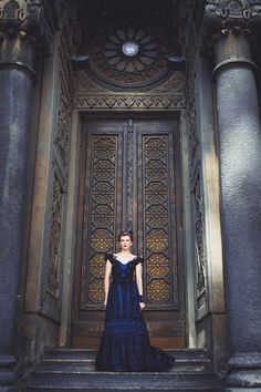 Penny Dreadful 1890s Gown, Victorian Black and Blue Dress Navy Blue Victorian Dress, Dark Blue Victorian Dress, Penny Dreadful Dress, 1890s Evening Gown, Megan Fox Victorian Dress, Victorian Ball Dress, Blue Vintage Victorian Dress With Baroque Style, Crystal Gown, Rococo Dress