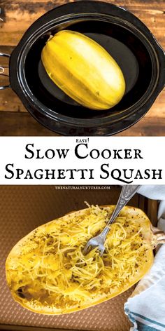 the slow cooker spaghetti dish is ready to be eaten