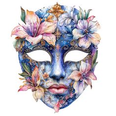 a mask with flowers painted on it