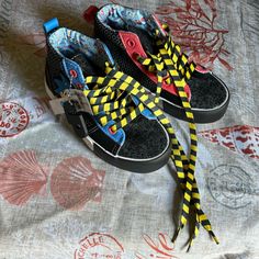 Unique High Top Shoes, Sonic Pic On Side Yellow & Black Laces Groundup Brand So Cool Smoke Free Funky Black Low-top Sneakers, Playful Lace-up Sneakers For Playtime, Fun Multicolor Non-slip Sneakers, Multicolor Lace-up Sneakers For School, Blue Lace-up Fun Sneakers, Playful Black Non-slip Sneakers, Fun Non-slip Sneakers For School, Fun Black High-top Sneakers, Funky Black Sneakers With Round Toe