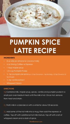 pumpkin spice latte recipe in a white mug