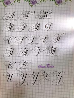 some type of calligraphy with flowers on it