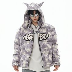 Make a statement with this distinctive Fun Devil Horns Camouflage Coat. Crafted with the utmost attention to detail from the finest fabrics, this coat is sure to turn heads with its unique design featuring fashionable camouflage pattern and playful devil horns. An exclusive and sophisticated look that will last for years. Features: -100% Cotton -Fixed Hood -Super Soft Fabric -Devil Horns -Camouflage -Regular Fit -Funny Style Camouflage Coat, Devil Horns, Free Socks, Free Bracelet, Fashion App, Fine Fabric, Purple Grey, Puffer Coat, Soft Fabric