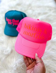 Bikinis & Martinis Trucker Hat •adjustable snap back w/ sweatband •tat 14 business days Trailer Shop, Bachelorette Themes, Country Concert, Country Concerts, Snap Back, Snap Backs, Martini, Nashville, Tatting