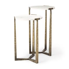 Toby Nesting End Tables - Grove Collective Nesting Accent Tables, Nesting End Tables, Hammered Iron, Tables Set, Marble Table Top, Marble And Gold, Living Room End Tables, Iron Metal, Atticus