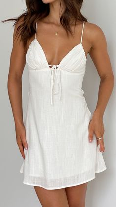 Coco Mini Dress - White - Buy Women's Dresses - Billy J Princess Polly Sundress, White Dress New Year, Tailor Made Dress Ideas, White Linen Mini Dress, Every Day Dress, Where To Buy Cute Summer Clothes, Casual Summer Mini Dress, All White Outfits For Women, Grad Dress Ideas