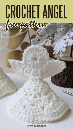 crochet angel free pattern with text overlay