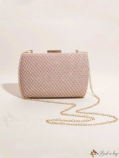 BirdinBag - Glamorous Novelty Bag Chain with Cubic Zirconia Decoration Glamorous Clutch Bag With Chain, Glamorous Clutch Bag With Chain Detail, Glamorous Handheld Bag With Chain Strap, Glamorous Pink Bag With Chain Strap, Pink Details, Novelty Bags, Bag Chain, Chain Bag, Chain Bags