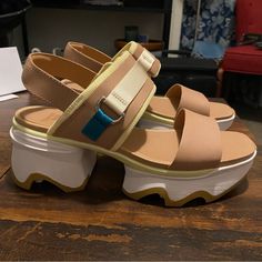 No Longer Available In This Size Online. Like New Condition, Velcro Closure. Yellow Trim Sorel Kinetic, Yellow Trim, Sorel Womens, Sorel Shoes, Slingback Heel, Women's Shoes Sandals, Womens Sandals, Shoes Sandals, Like New