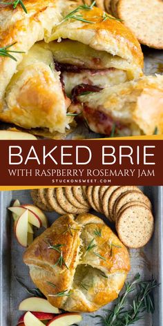 Elevate your Thanksgiving dinner party with our fancy raspberry-baked brie! This easy Thanksgiving recipe features creamy brie with raspberry jam, creating a festive and delicious appetizer that's sure to impress your guests. Pin this recipe for later! Cranberry Rosemary Baked Brie, Wrapped Baked Brie, Baked Brie Jam, Cheese And Jam Appetizers, Brie Jam Appetizer, Brie Jam Puff Pastry, Brie Cheese Recipes Baked With Jam, Sourdough Baked Brie, Brie Apple Appetizer