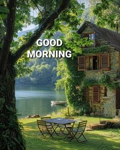 an image of a house with the words good morning