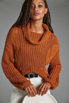 love the color, and the contrasting knit Oversized Cowl Neck Sweater, Sweater Skirt Set, Oversized Sweater Women, Cashmere Poncho, Fall Styles, Funnel Neck Sweater, Cowl Neck Long Sleeve, Knit Turtleneck Sweater, Women's Sweaters