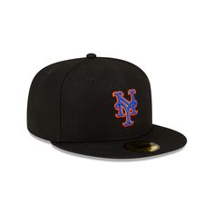 The New York Mets Authentic Collection Alt 59FIFTY Fitted Cap features an embroidered Mets logo at the front panels with a matching MLB Batterman logo at the rear and a black undervisor. Urban Black Fitted Hat For Baseball Season, Black Urban Fitted Hat For Baseball Season, Black Fitted Hat With Flat Brim For Sports Events, Black Fitted Hat With Flat Brim For Sports, Black Flat Brim Fitted Hat For Sports Events, Black Fitted Hat For Baseball Season, Classic Black Fitted Hat For Sports, Classic Black Fitted Hat For Streetwear, Black Flat Brim Hat For Baseball Season