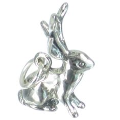 This is a mythical North American charm of a cross between a Jack Rabbit and Antelope or Deer - - - Jackalope sterling silver charm Sterling Silver .925 Charm Fitting - Jump Ring - NOT suitable for bead bracelets - NOT suitable for Pandora bracelets - to fit a Pandora bracelet or another design please send a message before purchasing so we can advise the additional fitting that you need to buy Jack-a-lope Rabbit charms Sterling Silver Charm 925 Animals & Insects Charm Fitting - Jump Ring Maldon Jewellery Traditional Sterling Silver 86923 REF SS Moderno No Stone Please note, we do NOT supply gift boxes, so your item will NOT come in a gift box. Please also note that most connecting rings will NOT be soldered, and for your peace of mind, we recommend you have them soldered by your own local Rabbit Jewelry, Pandora Armband, Rabbit Charm, Jack Rabbit, Fine Jewelry Bracelets, Bead Bracelets, Pandora Bracelet, Jewelry Companies, Bracelets And Charms