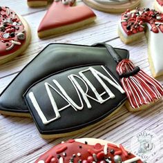 decorated cookies with the word lauren on them