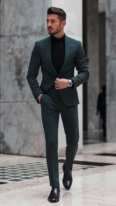 Green Suit Men, Stylish Mens Suits, Blazer Outfits Men, Herren Style, Suit Ideas, Wedding Outfit Men, Mens Fashion Blazer