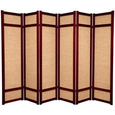 a room divider made out of wood and fabric with two panels on each side