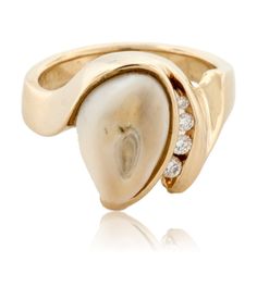 Elk Ivory and Diamond Ring - Park City Jewelers Elk Ivory Ring, Elk Ivory Jewelry, Elk Ivory, Ivory Ring, Tooth Ring, Diamond Teeth, Antler Ring, Diamond Rings Design, Braided Ring