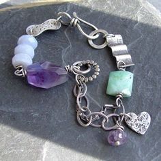 Creative Things, How To Make Necklaces, Purple Heart, Blue Agate, Heart Bracelet, Gorgeous Necklaces, Girls Fashion, Necklace Bracelet, Charm Bracelets