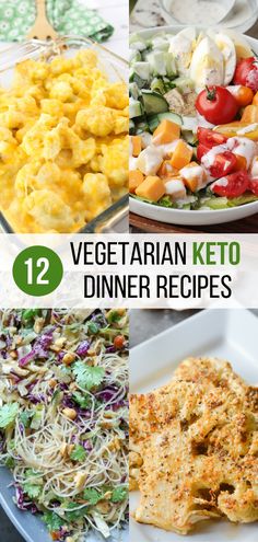 vegetarian keto dinner recipes with text overlay