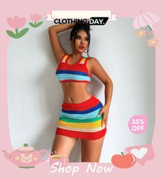 Women Fashion Sexy Knitted Crop Top Skirt Two-piece Set Knitted Crop Top, Crop Top Skirt, Two Piece Sets, Women Fashion, Crop Top, Two Piece, Shop Now, Crop Tops