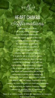 Meditation Affirmations Mantra, Heart Chakra Affirmations Mantra, How To Activate Heart Chakra, Affirmation For Chakras, Heart Chakra Activation, Foods For Heart Chakra, Healing The Heart Chakra, Unconditional Love Affirmations, Healing Mantras Health