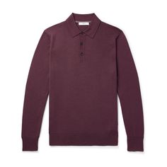 DESIGNED BY MR PORTER. Mr P.'s 'Gerry' polo shirt is knitted from smooth merino wool for a fine-gauge handle. It fits slightly loose and has long sleeves, making it a nice alternative to a sweater during the transitional seasons. Mr P, Notes Design, Mr Porter, Mens Polo Shirts, Fashion News, Merino Wool, What To Wear, Porter, Polo Shirt