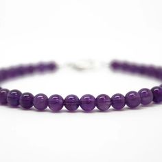 Amethyst Bead Bracelet – Kathy Bankston #purple #amethystjewelry #bracelet Purple Beaded Bracelets, Amethyst Bracelet Beads, Making Bracelets With Beads, Purple Beaded, Artisan Bracelets, Deep Purple Color, Purple Bracelet, Gemstone Beaded Bracelets, Jewelry Studio