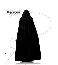 an image of a person wearing a black cloak and standing in front of a white background