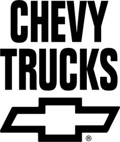 the chevrolet trucks logo is shown in black and white