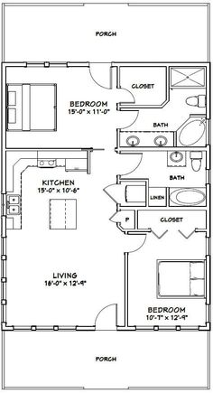 the floor plan for a two bedroom apartment with an attached bathroom and living room area