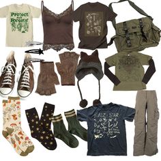 Goblincore Grunge, My Dream Wardrobe, Brown Converse, Converse Brown, Aesthetic Core, Mushroom Forest, Grunge Fairycore, Y2k Aesthetic, Green Brown