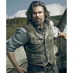 Cullen Bohannon, Hell On Wheels, Leather Store, Leather Cuts, Real Leather Jacket, Our Values, Vests Mens, Vest Outfits, Leather Vest