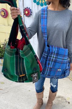 How stinking cute is this plaid print messenger style bag!? It features a soft fabric, button details and toggle clasp. There is plenty of room for all your purse goodies in this bag! Denim Patchwork Bag, Boo Bags, Baby Birthday Outfit, Plaid Bag, Boo Boo Bags, Recycled Jeans Bag, Color Fits, Recycled Jeans, Diy Purse