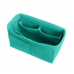 three compartment storage bin in aqua blue