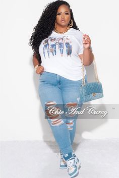 Cotton% 100 Model is wearing 1x Pant is available here Skirt is available here Get the look: Jeans https://chicandcurvy.com/products/final-sale-plus-size-jeans-in-light-denim T-shirt 1 https://chicandcurvy.com/products/final-sale-plus-size-short-sleeve-t-shirt-in-black T-shirt 2 https://chicandcurvy.com/products/final-sale-plus-size-short-sleeve-we-catch-flights-not-feelings-graphic-t-shirt-in-white Blazer https://chicandcurvy.com/products/copy-of-final-sale-plus-size-blazer-in-white Jeans With Tennis Shoes, Graphic Tee And Jeans, Womens Graphic Tee, Catch Flights, Chic And Curvy, Plus Size Blazer, Denim T Shirt, Plus Size Shorts, White Blazer