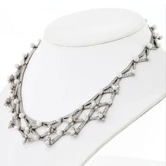 Tiffany and Co. Platinum Diamond And Pearl Collar Bib Necklace For Sale at 1stDibs | diamond bib necklace Pearl Bib Necklace, Pearl Collar, Pearl And Diamond Necklace, Tiffany And Co, Bib Necklace, Tiffany & Co., Chains Necklace, Diamond Necklace, Platinum