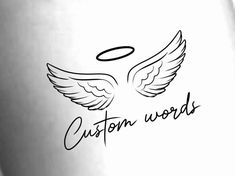 the word custom words with an angel's wings