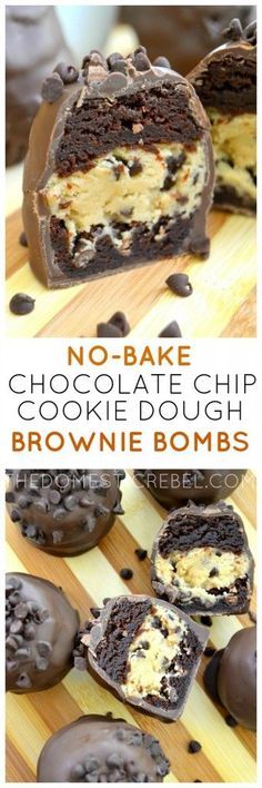 These No-Bake Chocolate Chip Cookie Dough Brownie Bombs are the ultimate treat! Egg-free cookie dough is wrapped with fudgy brownies and coated in rich milk chocolate. A chocolate lover's dream! Egg Free Cookie Dough, Natasha Kitchen, Chocolate Chip Cookie Dough Brownies, Cookie Dough Brownies, Oreo Dessert, God Mat, Fudgy Brownies, Chocolate Chip Cookie Dough, Yummy Sweets