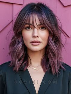 32 Stunning Chocolate Mauve Hair Ideas 2024 Including Color Dark Formulas Balayage with Highlights Brown And Mauve Hair, Mauve Highlights On Dark Hair, Balayage With Highlights, Chocolate Mauve Hair, Redken Balayage, Dream Haircut, Mauve Hair, Balayage Short Hair, Framing Bangs