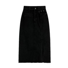 Introducing our Nineties-inspired. monochrome. raw hem black denim skirt from the 2023 Autumn Collection! This sleek high-waist design features a zipper and button closure for a look that is both functional and effortlessly stylish. Crafted with premium quality denim. you're sure to get durability with a dose of tall-end couture.Why They're Your Next Autumn StapleThese city denim skirt is a statement piece that captures the perfect blend of contemporary couture and nostalgic alternative. With it Edgy Black Cotton Denim Skirt, Black Straight Leg Denim Skirt For Fall, Black Straight-leg Denim Skirt For Fall, Trendy Black Denim Skirt With Frayed Hem, Black Denim Skirt For Fall, Straight Leg, Trendy High Rise Black Denim Skirt, High-waisted Black Denim Skirt For Work, Chic Black Skirt With Frayed Hem, Black High Rise Denim Skirt With Frayed Hem