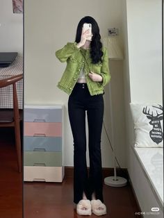 Fancy Korean Outfits, Tweed Coat Women, Tweed Fashion, Tweed Coat, Casual Jackets, Ulzzang Fashion, Coat Women, Korean Outfits